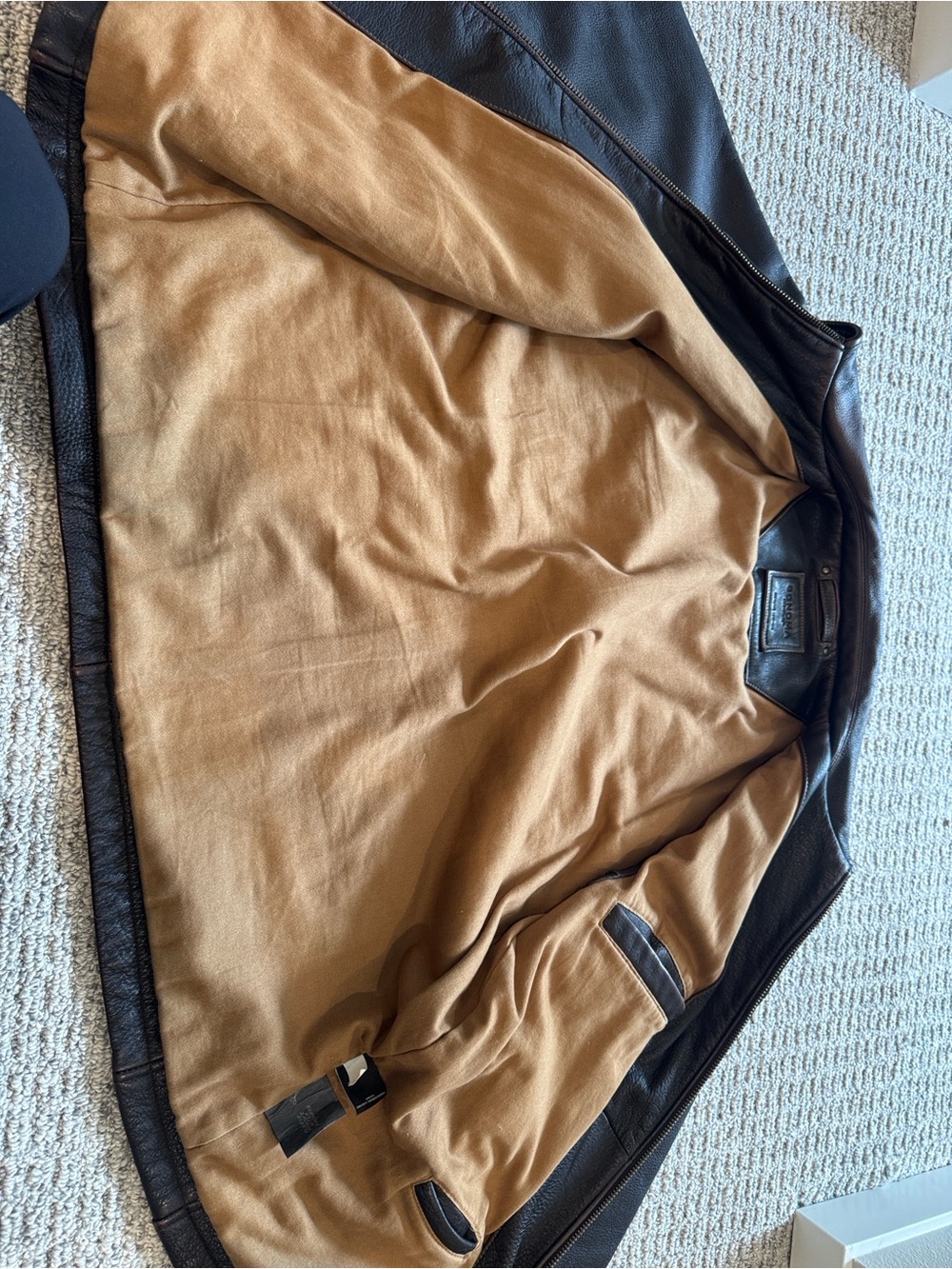 Vintage Sonoma Chocolate Brown Leather Bomber Jacket - Large - Picture 14 of 16